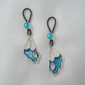 AS107 Silver and Blue Butterfly Wing Non-Piercing Nipple Ring Jewelry