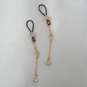 AS108 Non-Piercing Nipple Ring With Dangling Crystal Pendant