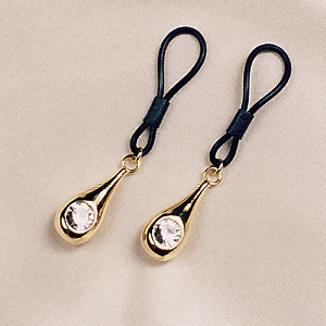 AS16 Non-piercing Nipple Rings with Gold Pendant and Jewel, pair By Sylvie Monthule