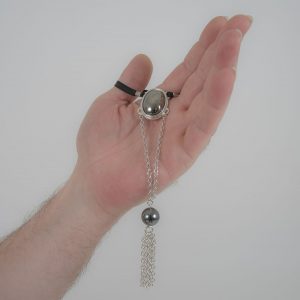 BH147 Men's Silver Penis Chain with Hematite Gem Tassel