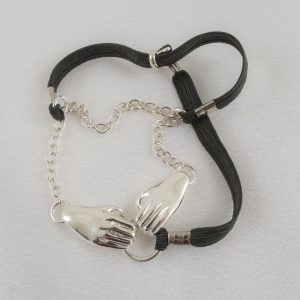 BH153 Men's Silver Scrotum Testicle Caressing Hands Chain