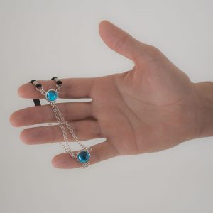 BH157 Men's Silver Penis Chain with Blue Crystal Gems