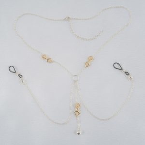 COS83 Women's Impatient Desire Breast Chain Non-Piercing Nipple Rings in Silver