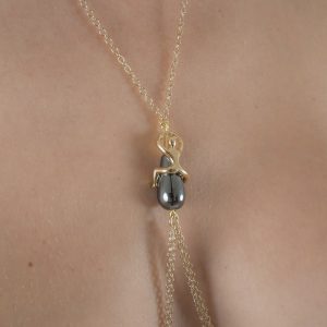 COS84 Women's Secret Passion Breast Chain Non-Piercing Hematite in Gold