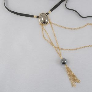 STH921 Men's Hematite G-String with Pendant Tassel in Gold