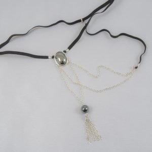 STH922 Men's Hematite G-String with Pendant Tassel in Silver
