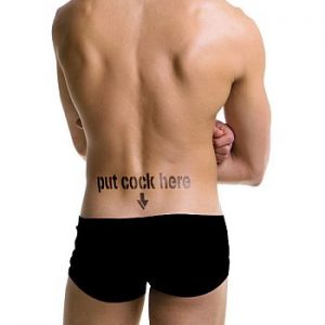 KIT-017M PUT COCK HERE temporary tattoo by KINK INK TATTOOS