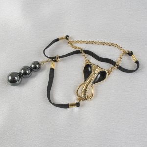 BH158 Gold and Hematite Cobra Penis Chain