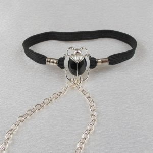 BH163 Silver and Black Scarab Penis Chain