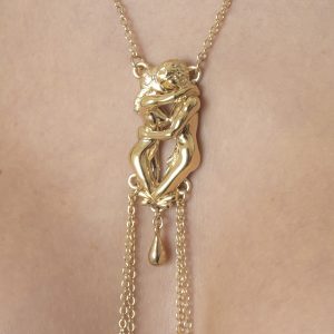 COS100 Womens Gold Lovers Embrace Breast Chain