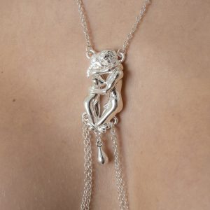 COS101 Womens Silver Lovers Embrace Breast Chain