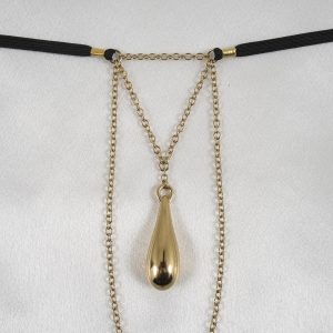 ST194 Womens Gold Pendant Drop Exciter G-String