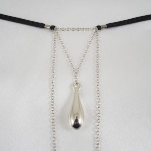 ST195 Womens Silver Pendant Drop Exciter G-String