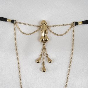 ST198 Womens Gold Penis Excitement G-String