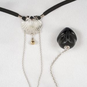 ST203 Womens Silver Rare Pearl G-String Insertable Penis Head