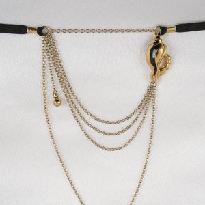 ST208 Womens Gold Seashell Triple Chain G-String