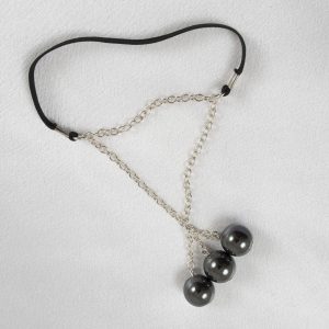 BH185 Silver Triple Hematite Ball Penis Band