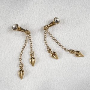 PS64 Gold Non-Piercing Gold Leaves Labia Clips