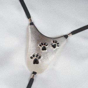 ST221 Womans Silver Cat Paw G-String
