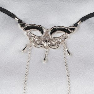 ST225 Womens Silver Cat Mask G-String