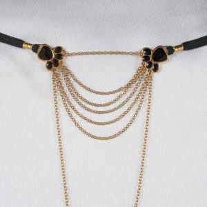 ST226 Womens Gold Cat Paws with Chains G-String