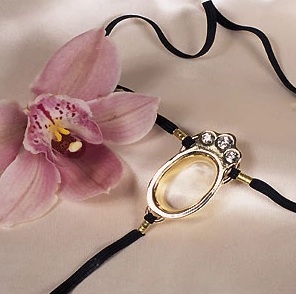 CLT01 Women's non-piercing clit jewelry waist band in Gold with jewels