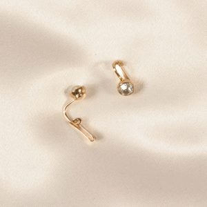 PS16  Non-piercing labia clips with crystal, pair, in Gold