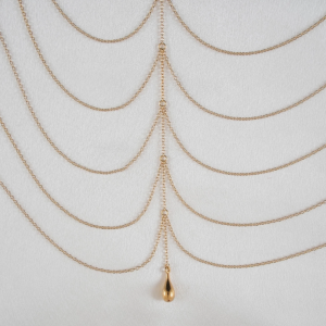 BUS40 Women's Draping Gold Chains Breast Chain with Pendant