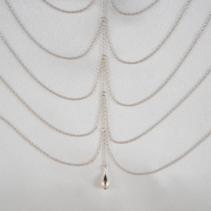 BUS41 Women's Draping Silver Chains Breast Chain with Pendant
